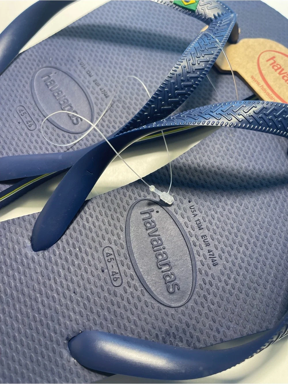 Havaianas Flip Flops Brazilian Flag Beach Summer Sandals Dark blue Men’s 13 New